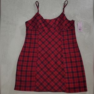 NWT- Red Plaid Spaghetti Strap Dress, Size XXL